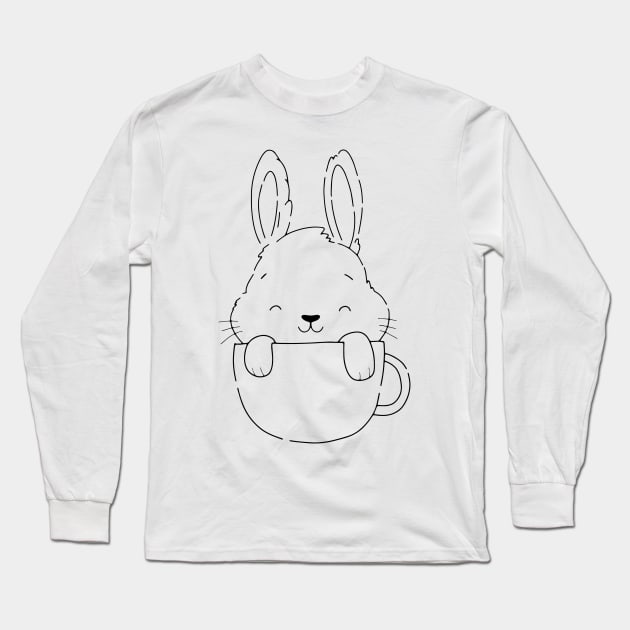 Funny and Cute  Rabbit ,happy Easter cartoon, Cartoon style Long Sleeve T-Shirt by 9georgeDoodle